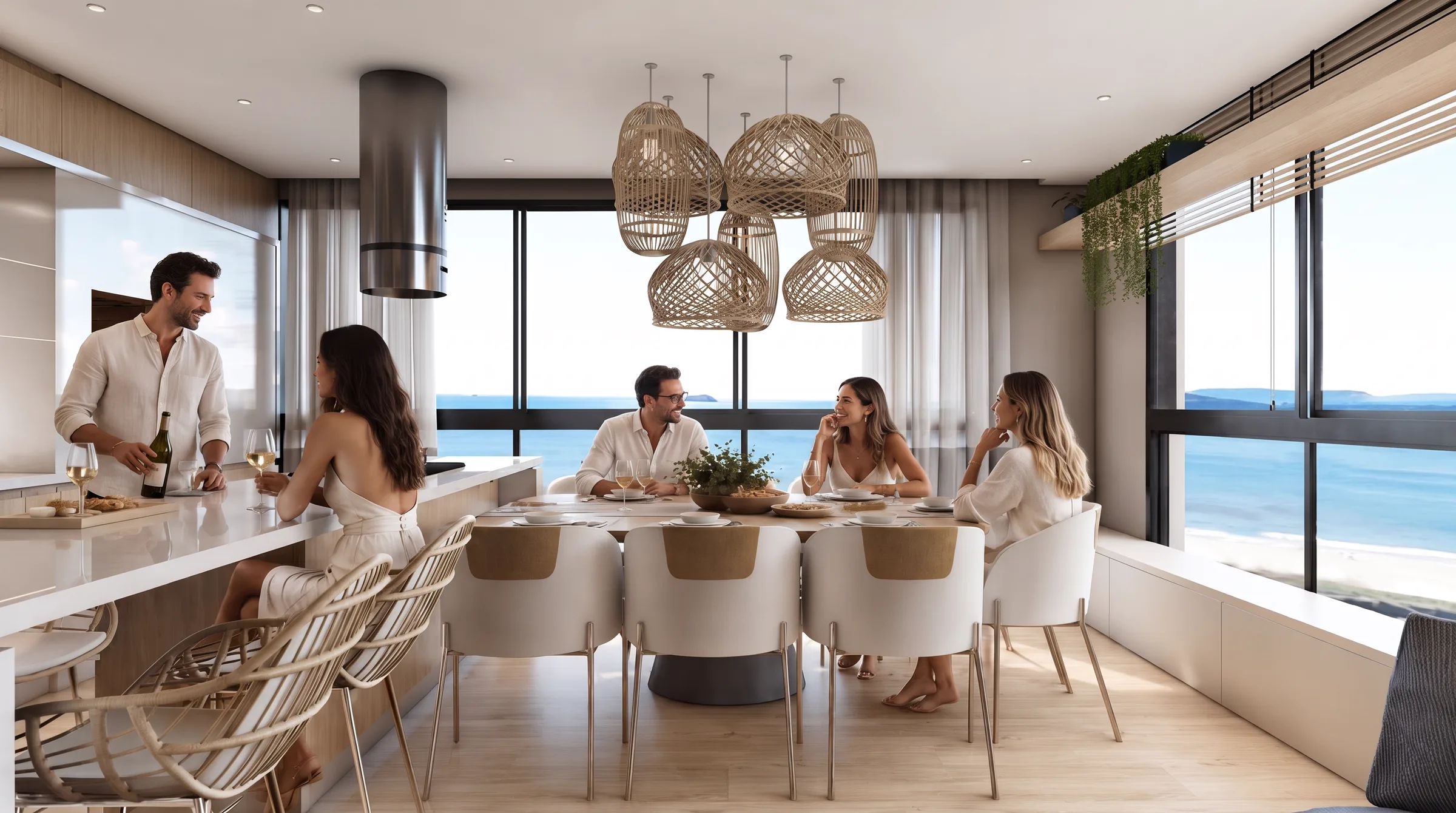 Sala de jantar do apartamento do Kowalski Residencial, com mesa posta para a família.